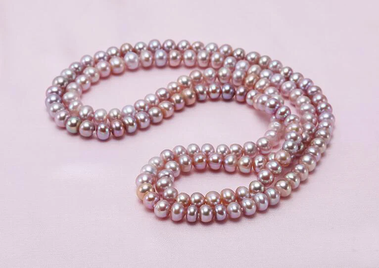 

33inch 85cm Jewelry 6x7mm light purple freshwater pearl necklace gift