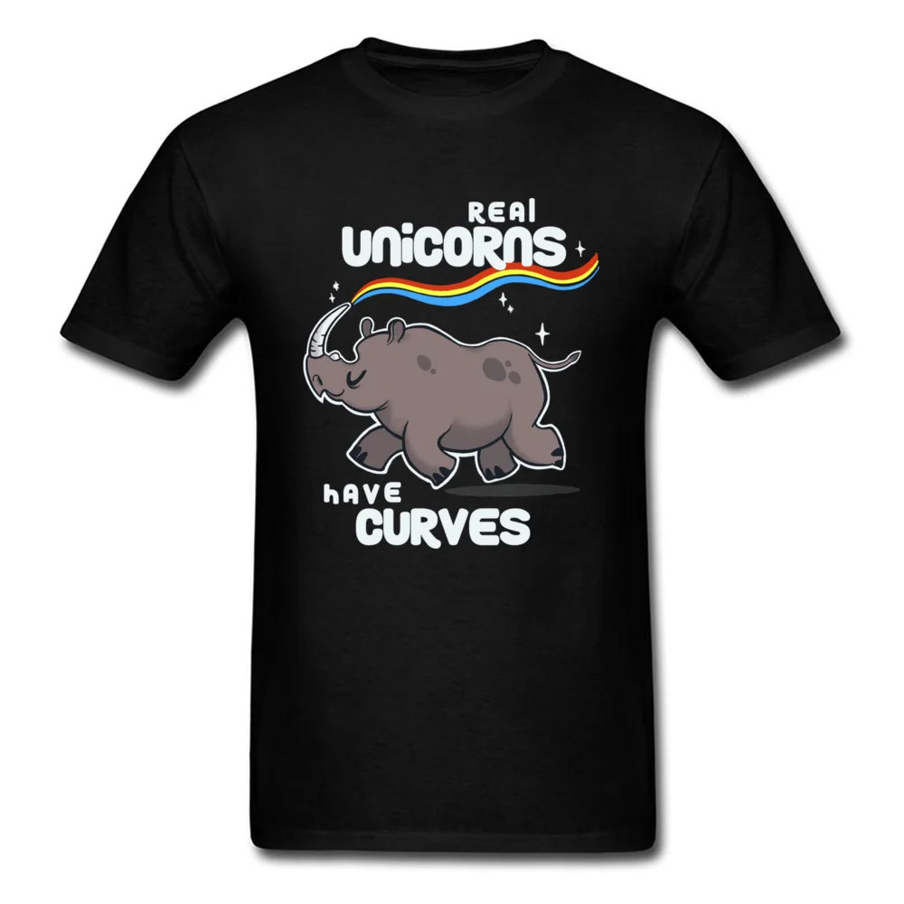 Real Unicorns Have Curves T-shirt Funny Summer T Shirt Men Black Clothes Rainbow Cartoon Tops Cotton Tees Tshirts