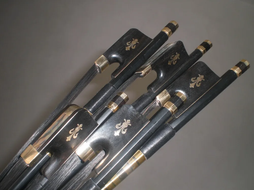 

5 PCs Black Carbon Cello Bow with Ebony Frog Black Bow Hair 4/4