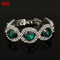 AINAMEISI 2019 Fashion Luxury Bracelets & Bangles for Women Wedding Gifts Friends Love Green Crystal Jewelry Bracelets Wholesale