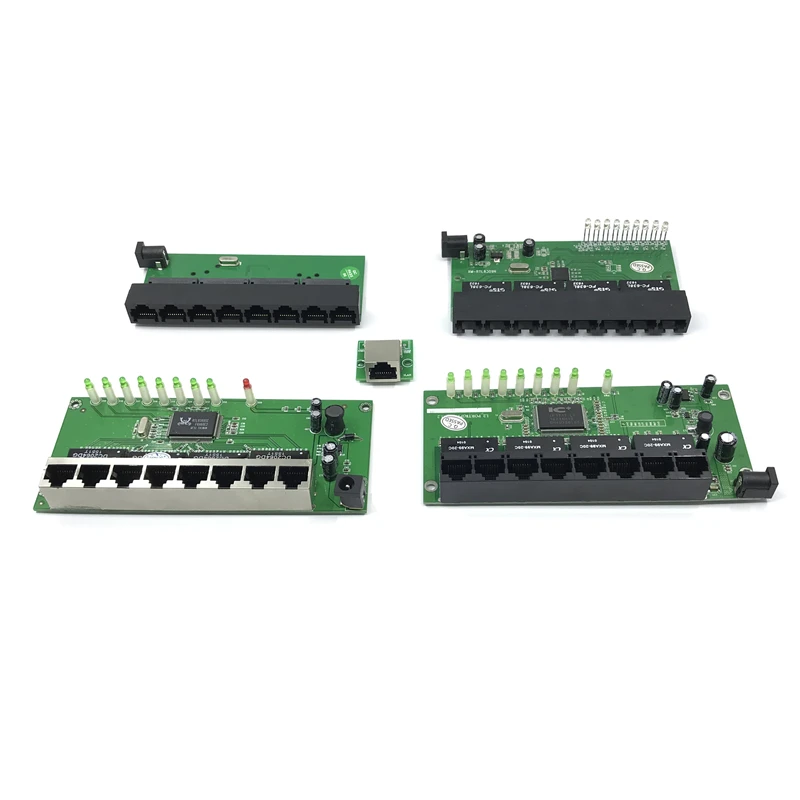 OEM fabrik direkt mini schnelle 10/100 mbps 8-port Ethernet netzwerk lan hub schalter bord zwei- schicht pcb 2 rj45 1 * 8pin kopf port