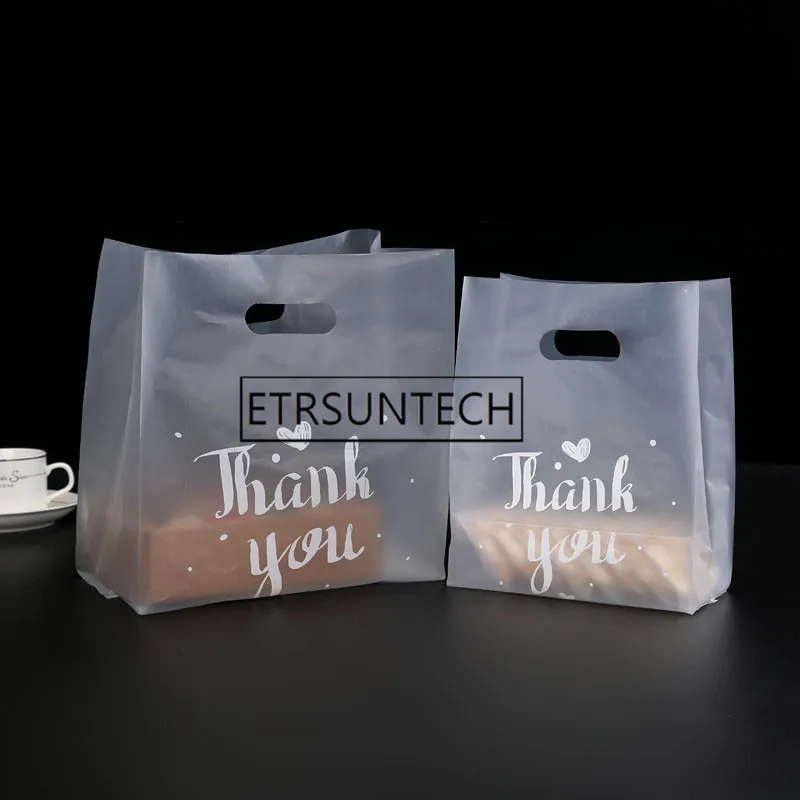 

500pcs Thank You Bread Bag Plastic Candy Cookie Gift Bag Wedding Party Favor Transparent Takeaway Food Wrapping Shopping Bags