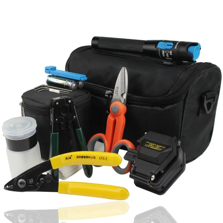 

1 In 1 FTTH Fiber Optic Tool Kit with SKL-6C Fiber Cleaver and Kevlar Scissors Shears and Fiber Cable Strippers