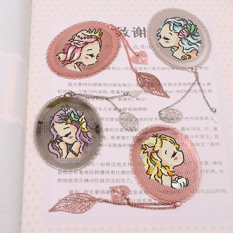 dmc threads Cute Girls 8 Craft Stich Cross Stitch Bookmark Metal Silver Golden Needlework Embroidery  Counted Cross-Stitching