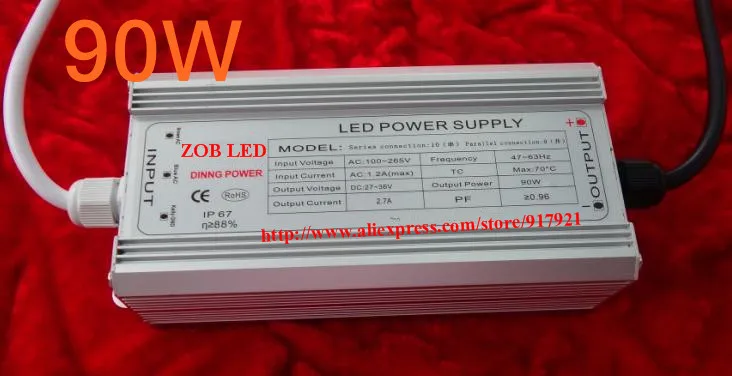 

90w led driver, DC40V,2.7A,high power led driver for flood light / street light,IP65,constant current drive power supply