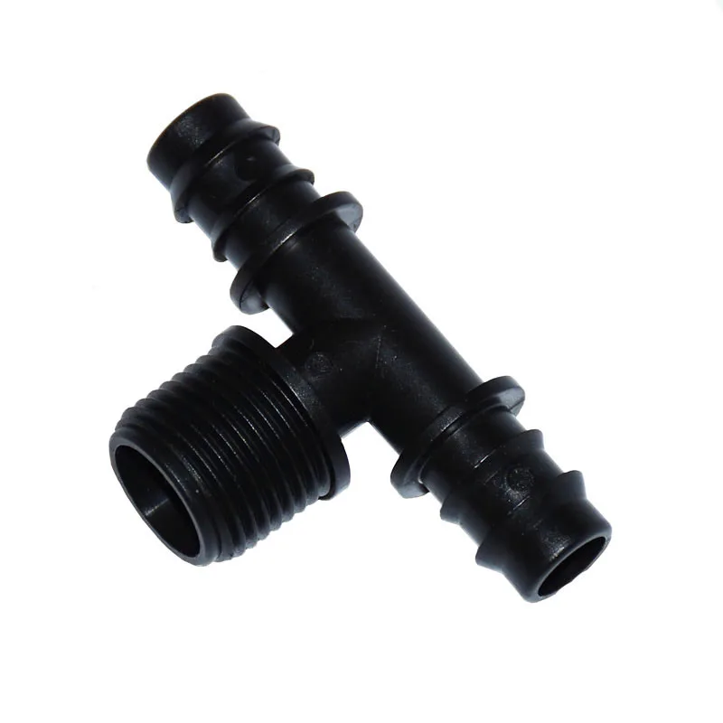 Male Thread 1/2 To The 1/2 Hose Tee Barb 16mm 2-Way Irrigation Connector Screw Male Connectors 5 Pcs