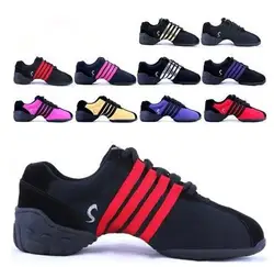 New 2017 Hot Sale Discount Four Striped Colorful Canvas Jazz Lady Women Jazz Dance Sneakers