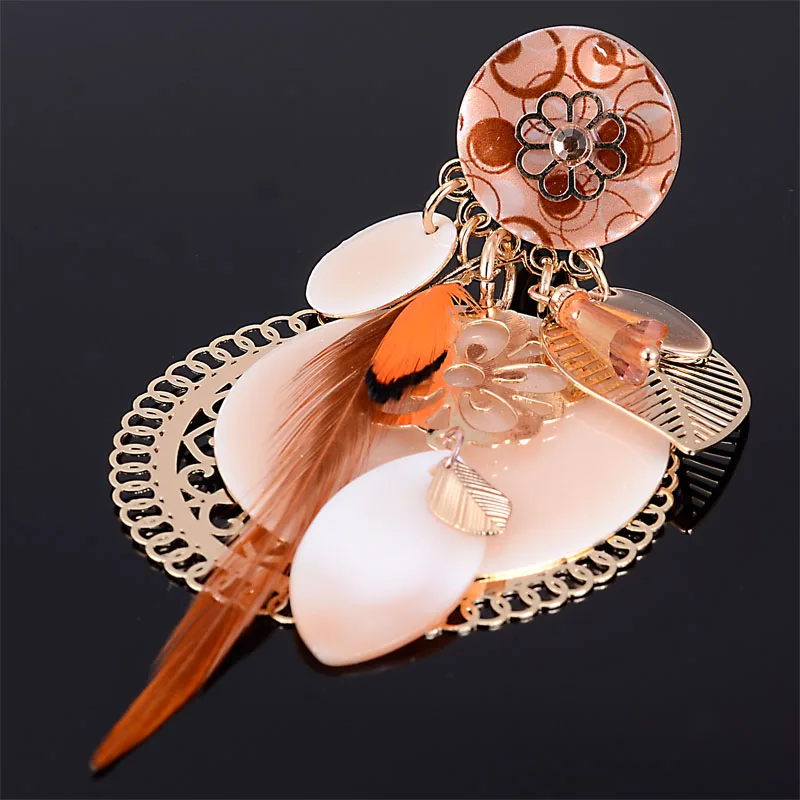 

Miasol Trendy Designer Luxury Enamel Feather Shell European Style Fashion Statement Women Girls Earrings Jewelry Gifts