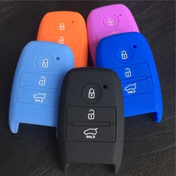 11 color Silicone rubber Car Key Cover For  kia rio sportage 2016  ceed sorento cerato K2 K3 K4 K5 3 button smart remote key