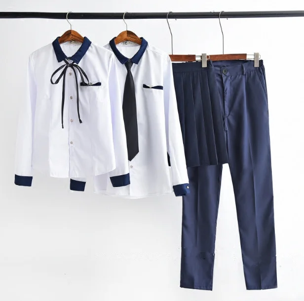 2019 Autumn Japanese Uniforms Navy Sailor Suit For Women Kansai Students Long Sleeve Costume School Uniform For Boy and girl