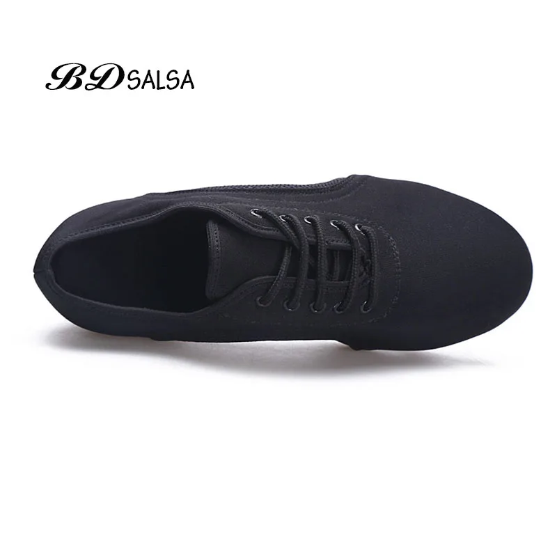 Latin Dance Shoes Oxford Cloth Square  Latin Shoes Two Soft Anti-slip Low-end Ballroom Shoe BDSALSA BDJW-1 Authentic Heel 3 cm