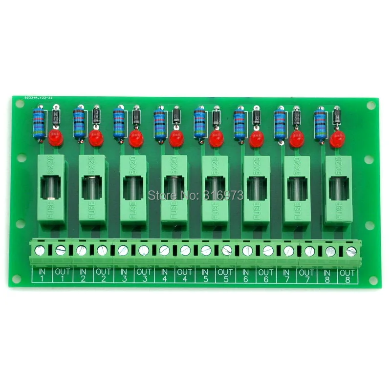 8 Channel Fuse Interface Module, for DC 5~48V, Din Rail Mount, w/ Fail Indicator