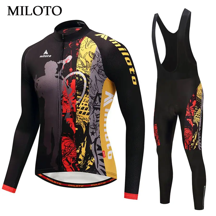 Miloto Long Sleeve Cycling Jersey Men Spring cycling clothing maillot ciclismo roupa ciclismo Bib Pants Cycling set