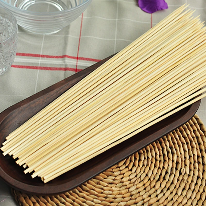 30cm x 4mm 100pcs Disposable  Bamboo Skewers Natural  Wood BBQ Skewers Potato Tower Sticks for Meat Apple Candy Restaurant Bar