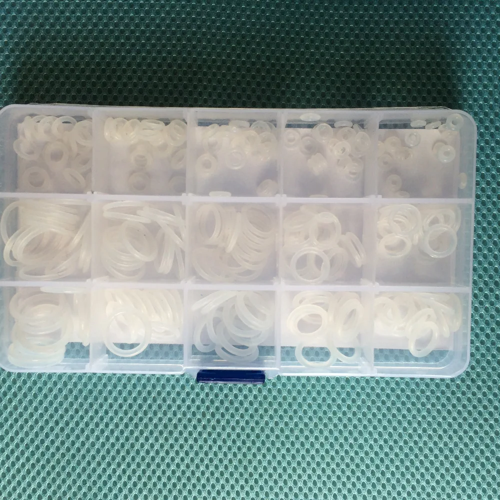 15 Sizes 225 x Food Grade Silicone Rubber O Ring Box O-Ring Kit Washer Seals Assortment For Car