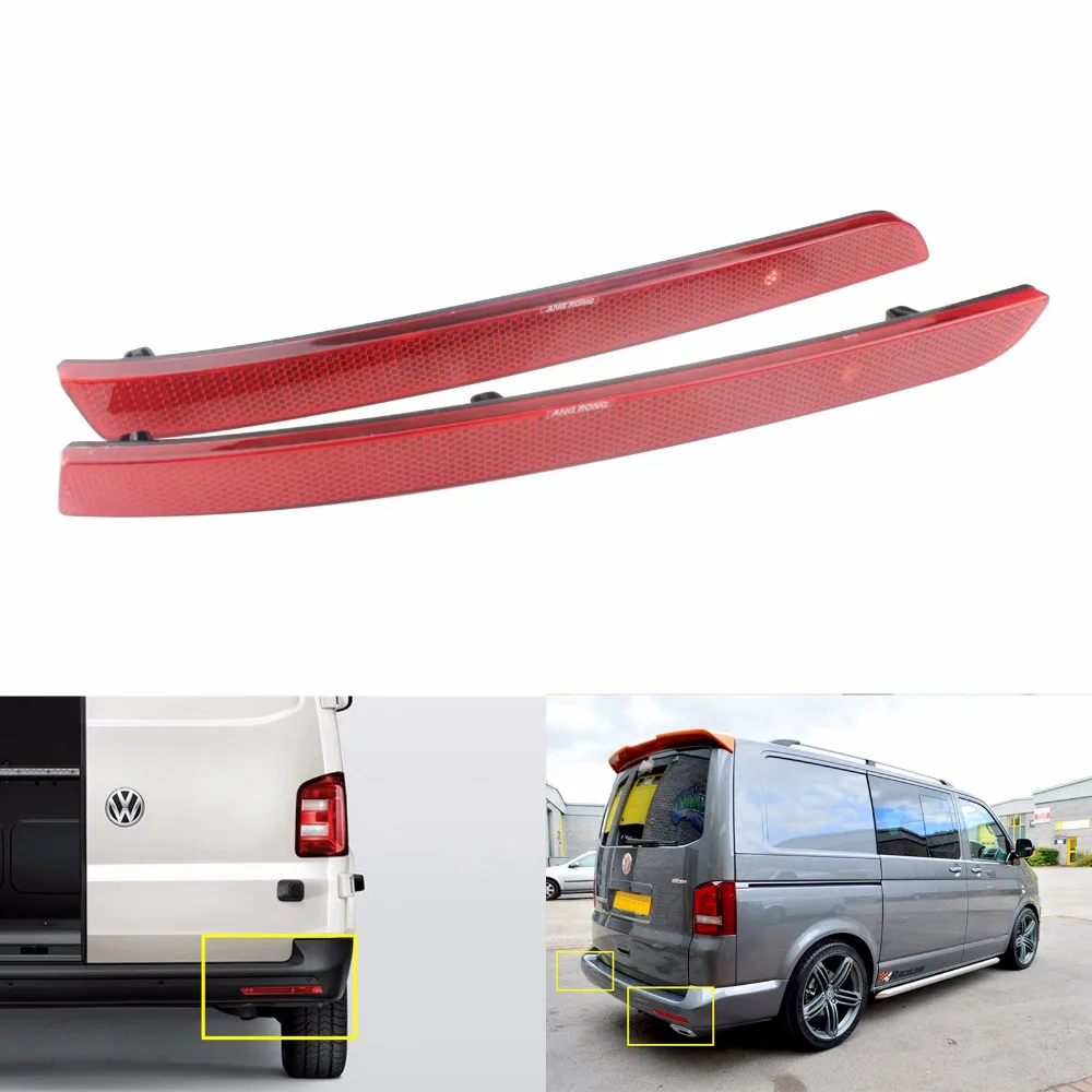 ANGRONG 2x Rear Bumper Reflector Red Cover For VW T5 Transporter Multivan Tail Reflectors L + R (CA333)