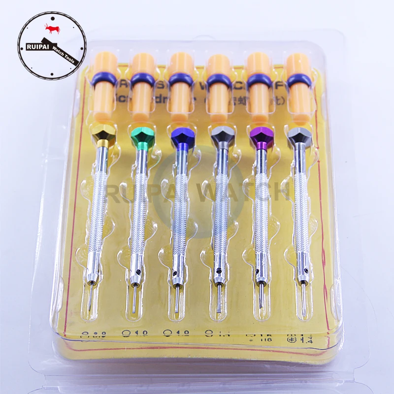 6pcs/set -0.8 -1.0 -1.2 -1.4 -1.6 +1.4 Watch Screw drivers set Stainless Steel screwdriver with extra driver,Watch Tools