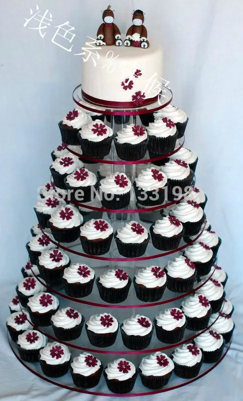

7 Tier Stacked Cup cake Party Dessert Tower Clear Acrylic Stand Display