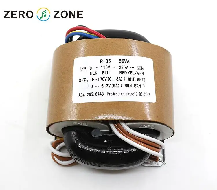 

ZEROZONE 56VA R-core Transformer 0-115V-230V to 170V+6.3V 50W Transformer