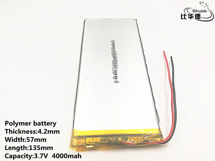 

5pcs/lot Good Qulity 3.7V,4000mAH,4257135 Polymer lithium ion / Li-ion battery for TOY,POWER BANK,GPS,mp3,mp4