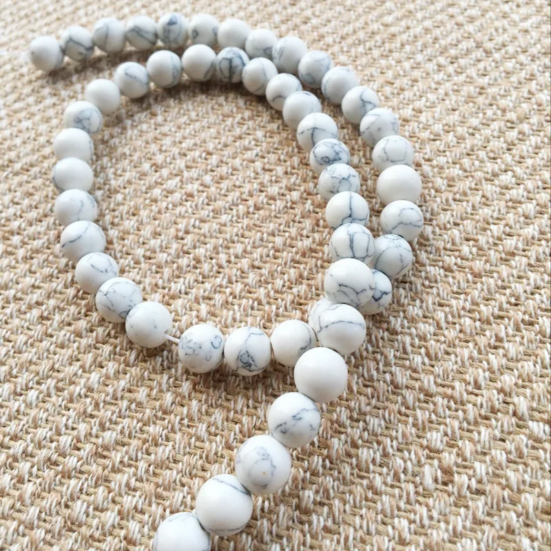 48pcs/lot  8MM White synthesis Stone Beads DIY Making Bracelet Necklace Handmade beaded Findings Imitation marble