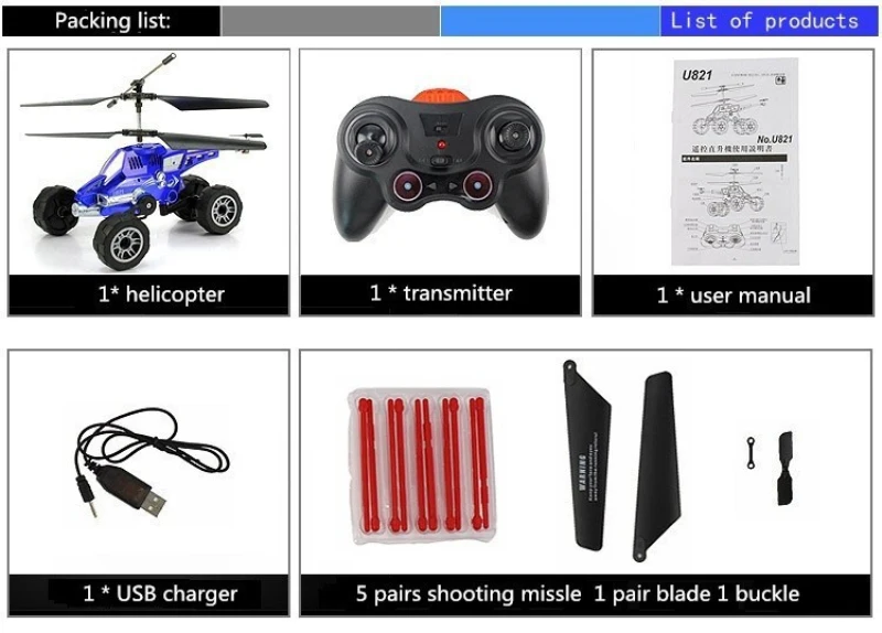 Helicóptero remoto u821 4ch, modelo eletrônico exclusivo de controle remoto com 4 canais.