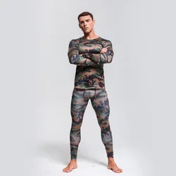 Camouflage suit  Men's Thermal Underwear Quick-drying Sportswear  Long johns Winter Thermal Underwear Rashgard Male  Sport suit