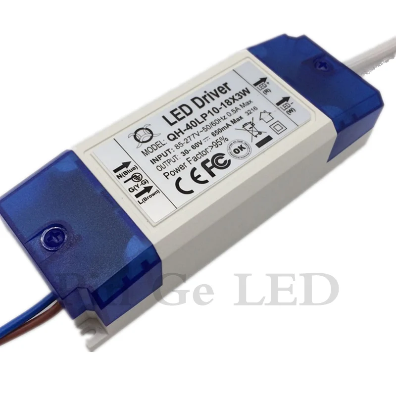 10-18x3W 650mA 20W 30W 40W 85-277V Driver LED 700mA DC30-60V Trasformatore di alimentazione PFC alto per lampada a LED