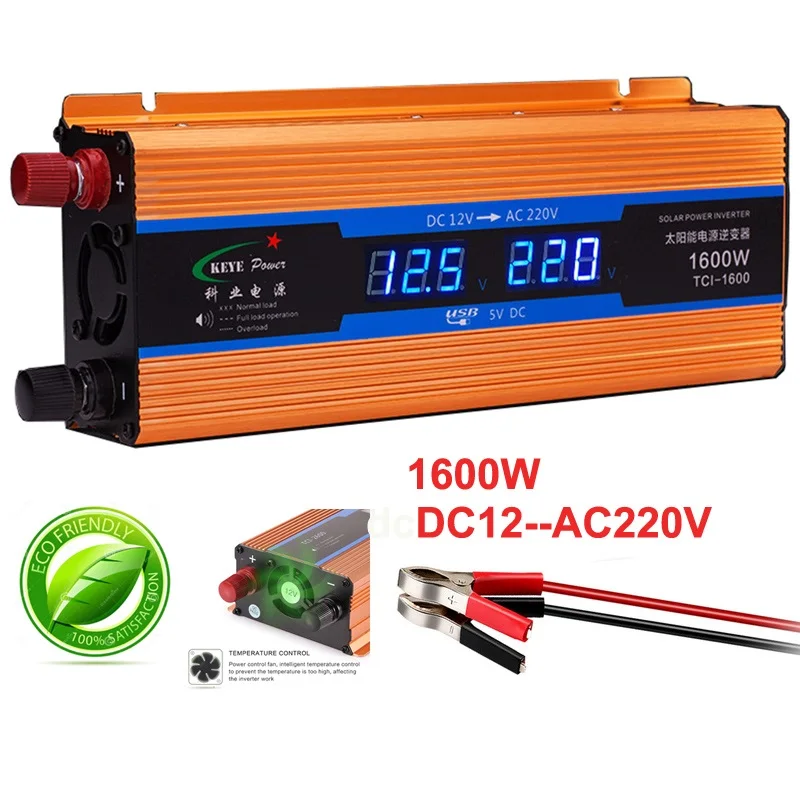 

Best Car Inverter Professional 1600W DC 12 V to AC 220 V Power Inverter Charger Transformer Vehicle Power Inverter Power Switch