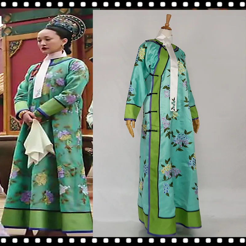 

Zhou Xun Green Full Embroidery Qing Dynasty Princess Costume Female Hanfu for TV Play RuYi's Royal Love in the Palace