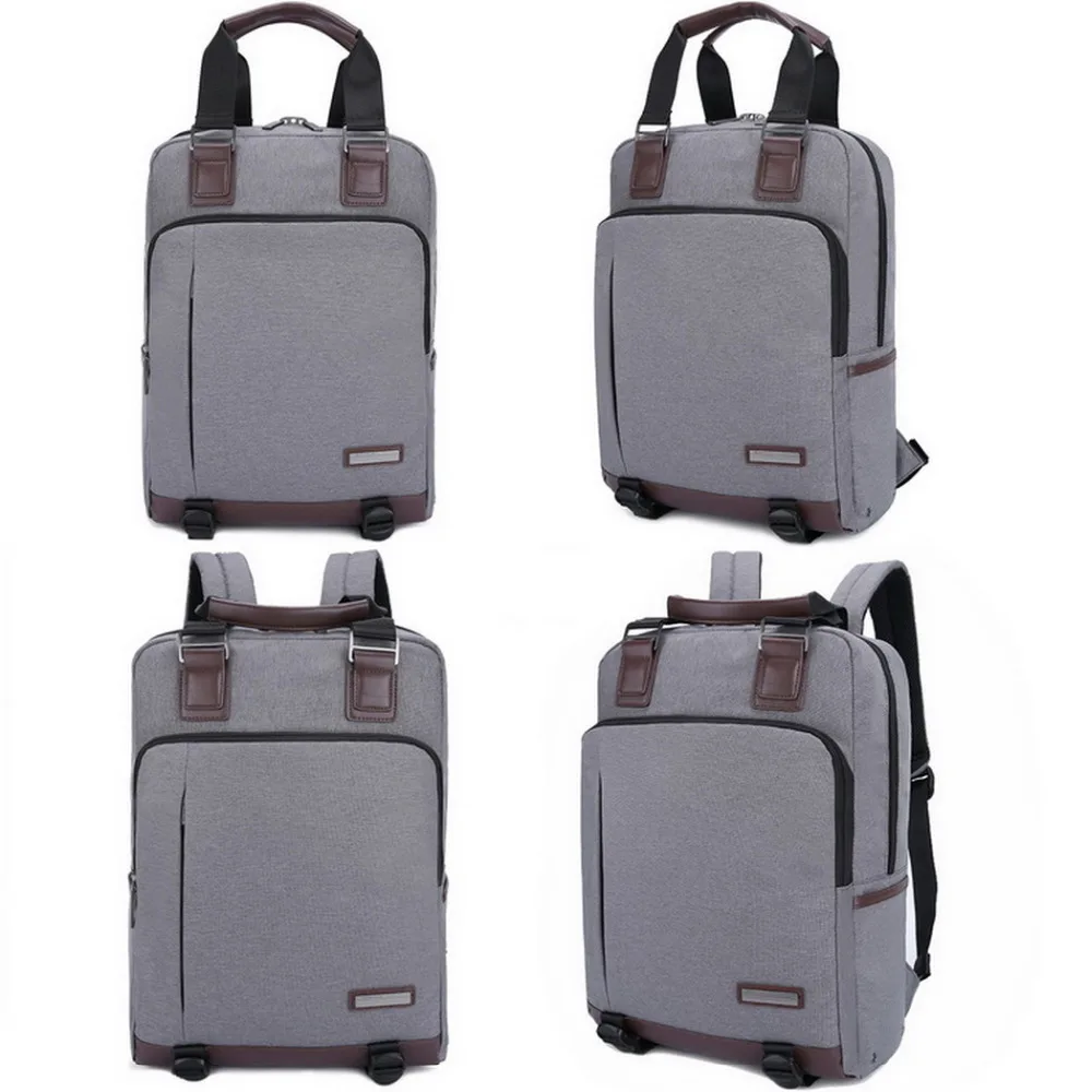 Mochila para laptop para mulheres e homens de 15,6 polegadas Bolsa de negócios cor cinza e preto cinza Oxford e material de couro de microfibra