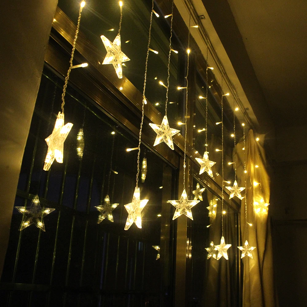 2M Star Fairy Lights Christmas Star String Lamp Garland Led Curtain Wedding/Home/Party/Garden/Birthday Decoration Lighting