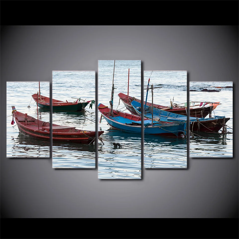 HD Printed 5 Piece Canvas Art Maritime Fishing Boat Painting Framed Modular Wall Pictures Home Decor Free Shipping CU-2413B