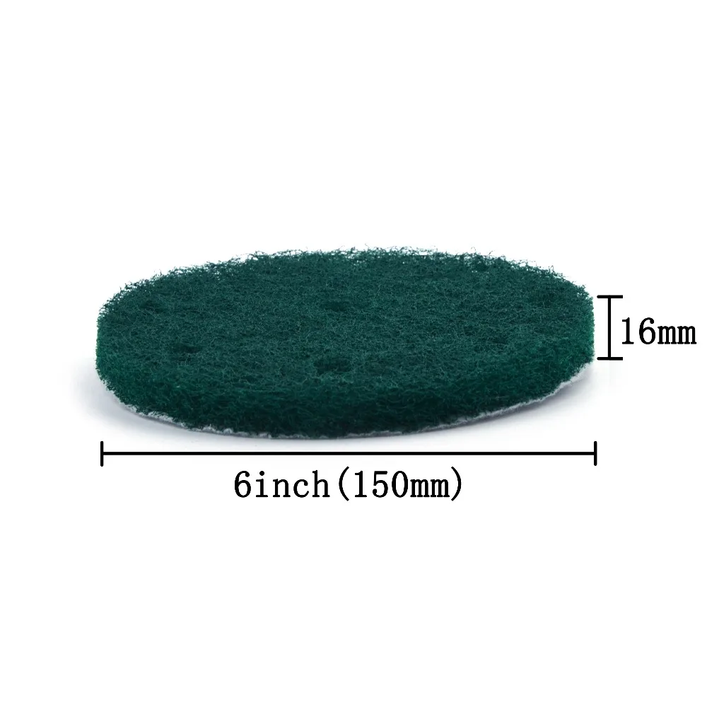 12PCS 6 Inch 150mm  9-Hole Round Hook&Loop Industrial Scouring Pads Heavy Duty 240#/400#/1000# Nylon Polishing Pad for Cleaning