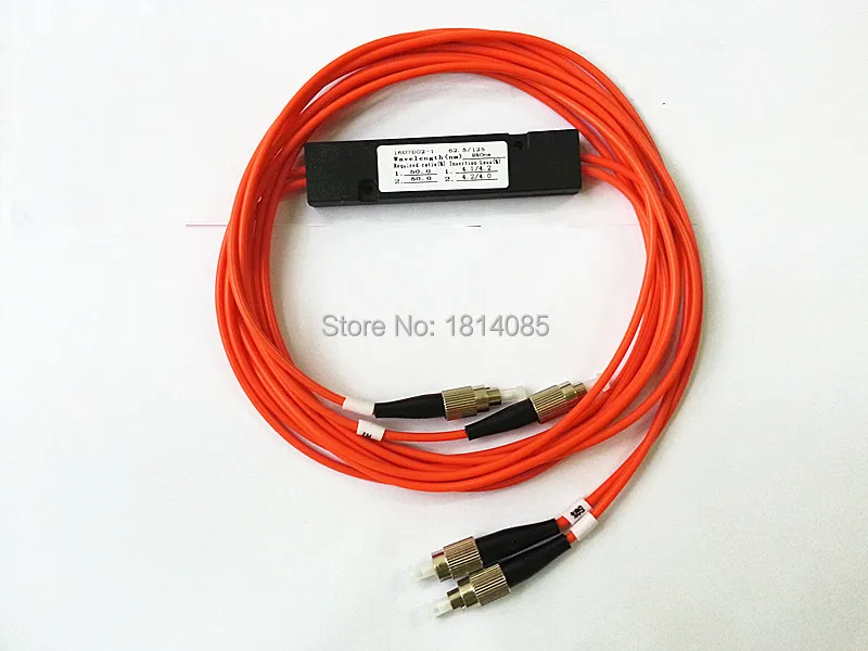 

5 Pieces/Lot850nm 62.5/125 MM 50/50 Coupling Ratio FC/UPC 2x2 FBT Coupler 2*2 FBT Multimode Fiber Optic Splitter