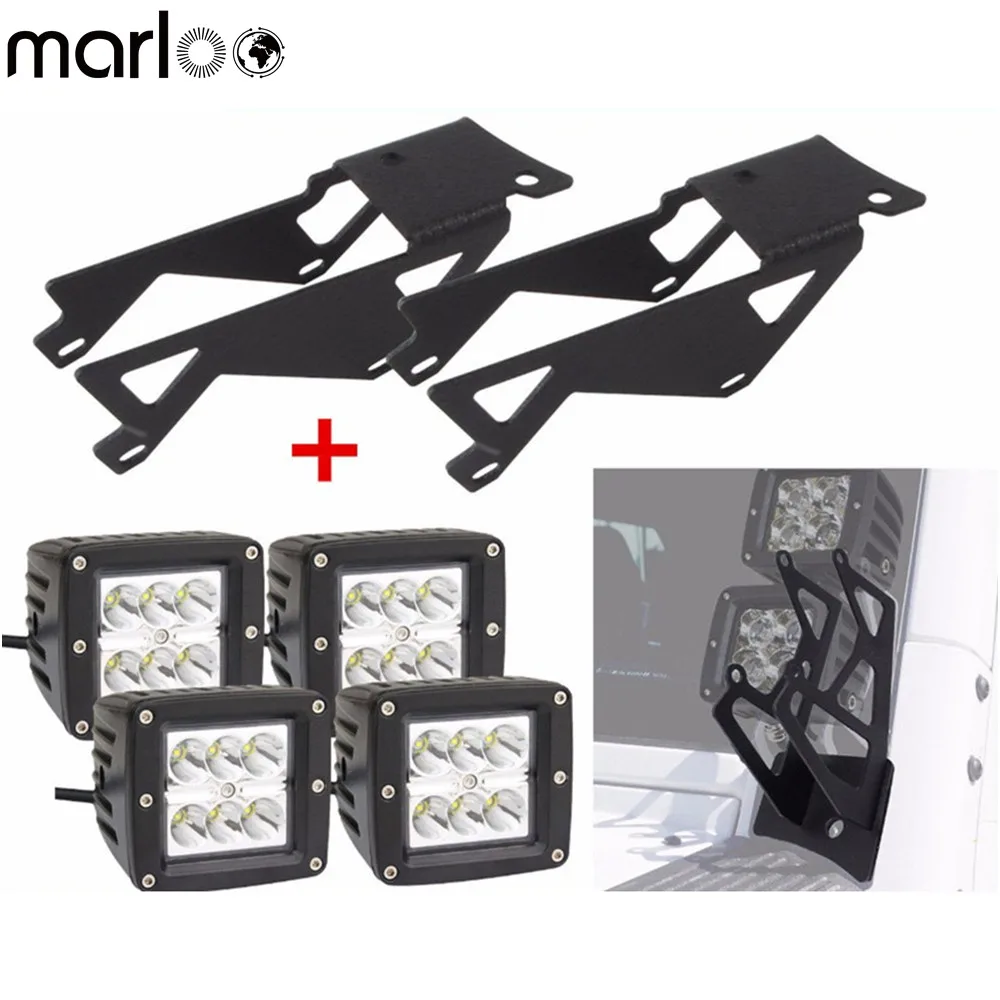 

Car Accessories 4pcs 18W 3Inch Led Work Lights + A-Pillar Windshield Mounting Brackets For Jeep Wrangler JK 07-18