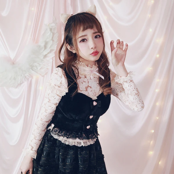 Princess sweet lolita vests Bobon21 exclusive design  model Fuzzy corsage  bowknot  love fashion women vest  T1328