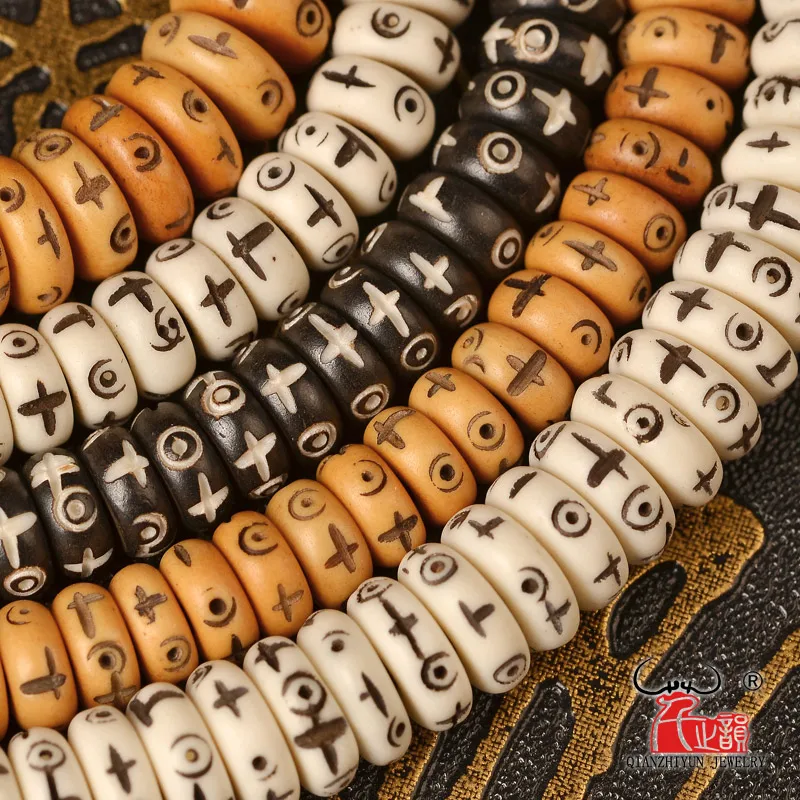 20PCS Natural yak bone bead hand-chain necklace DIY beads Handmade Carved beads for jewelry making 3X8mm 4X10mm Tibetan style