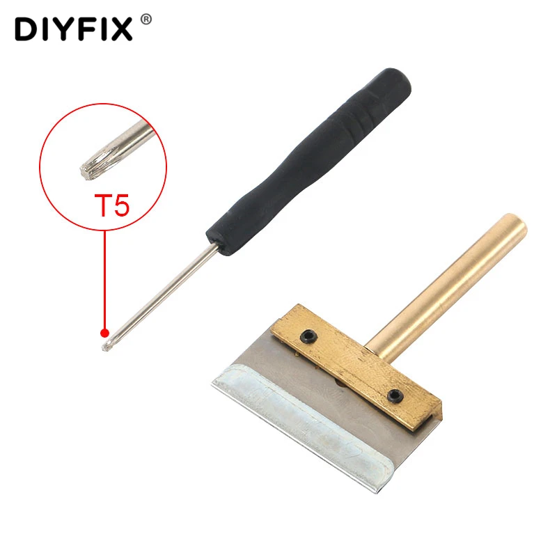 DIYFIX UV Glue Clean Tool 60W T Solder Iron Tip with Blade Remove Residue LOCA Adhesive for Cell Phone Screen +T5 Screwdriver