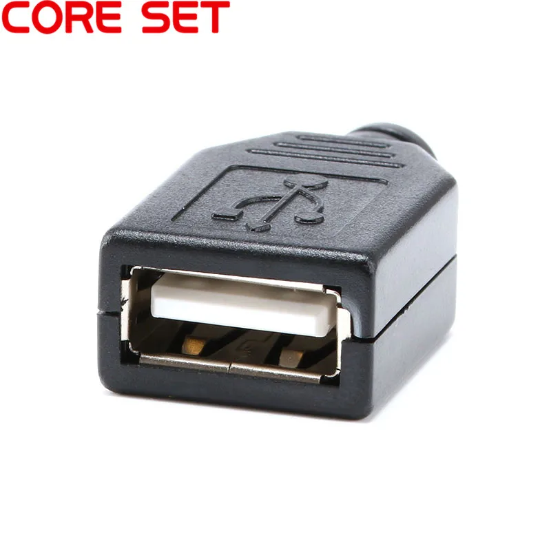 Type A Female or A Male USB 4 Pin Plug Socket Connector With Black Plastic Cover USB Socket or 5pcs male + 5pcs female