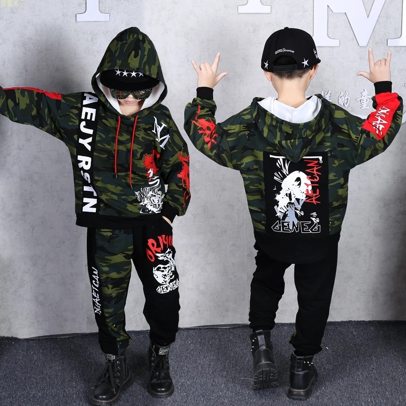 

Children's Camouflage Clothing Set Spring Fall New Boys Hooded Sweatshirt + Pants 2 Pcs Suit Kids Sportwear Clothes Twinset B144