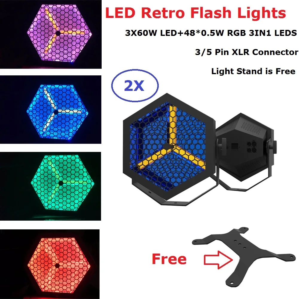 

LED Retro Flash Lights 3X60W LEDS + 48X0.5W RGB 3IN1 LED Flat Par Lights DMX Dj Lights LED Par For Wedding Holiday Decorations