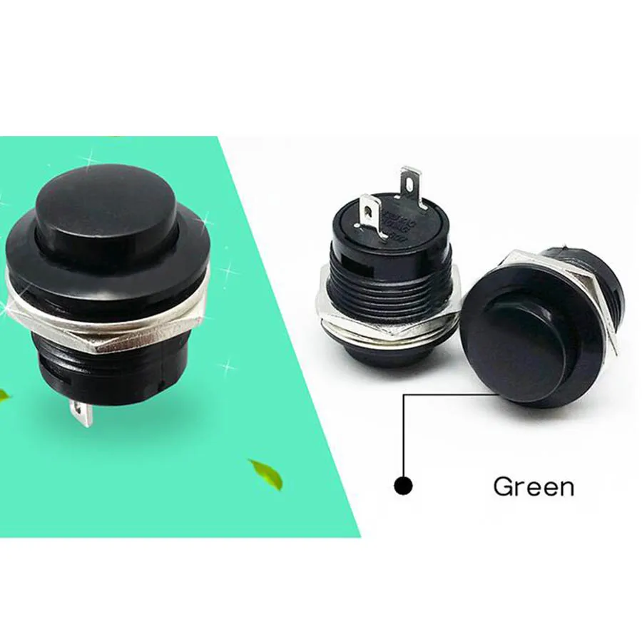10 Pcs R13-507 Reset Switch Push Button Switch 2 Pin Bulat Switch Non Self Penguncian Switch 3A 250V AC /6A25V AC
