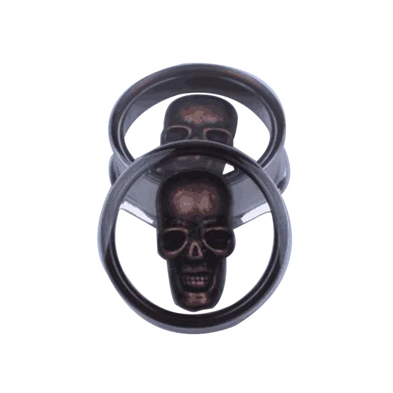 3D Skull Steel Double Flare Plugs and Tunnels Saddle Ear Gauge Flesh Tunnel Body Ear Expander Piercing Jewelry Oreja 10-25mm