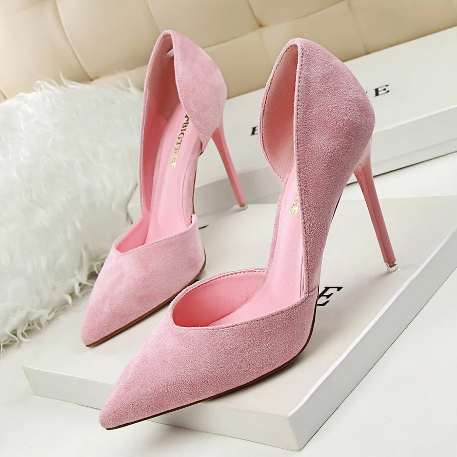 

2023 New Woman Pumps Suede Women Heels Stiletto Fashion Office Shoes Pumps Sexy High Heels 10 Cm Ladies Shoes Women's Pumps