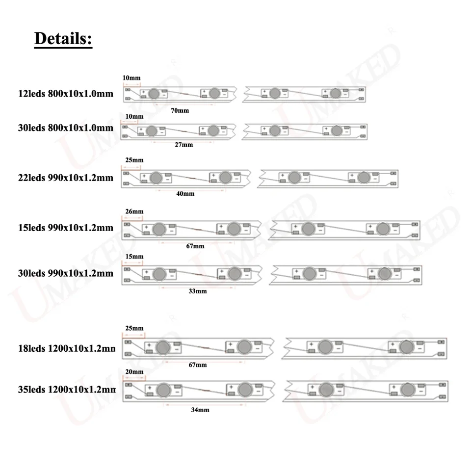 High power LED PCB  1W3W5W LED aluminum plate 800 1000MM leds install Heatsink Board 12/22 LEDs for Aquarium tube Grow light DIY