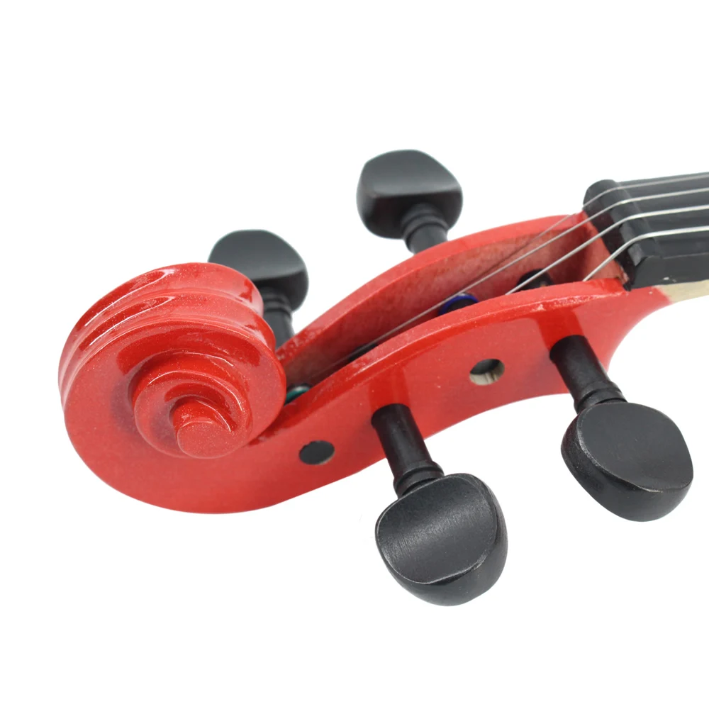 Red Acoustic 4/4 3/4 1/2 1/4 1/8 for Beginner Case Bow Rosin Shoulder Rest Mute Strings Violin for Students