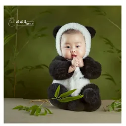 Newborn photography props,panda outfits,faux fur knitted clothes for baby photo props