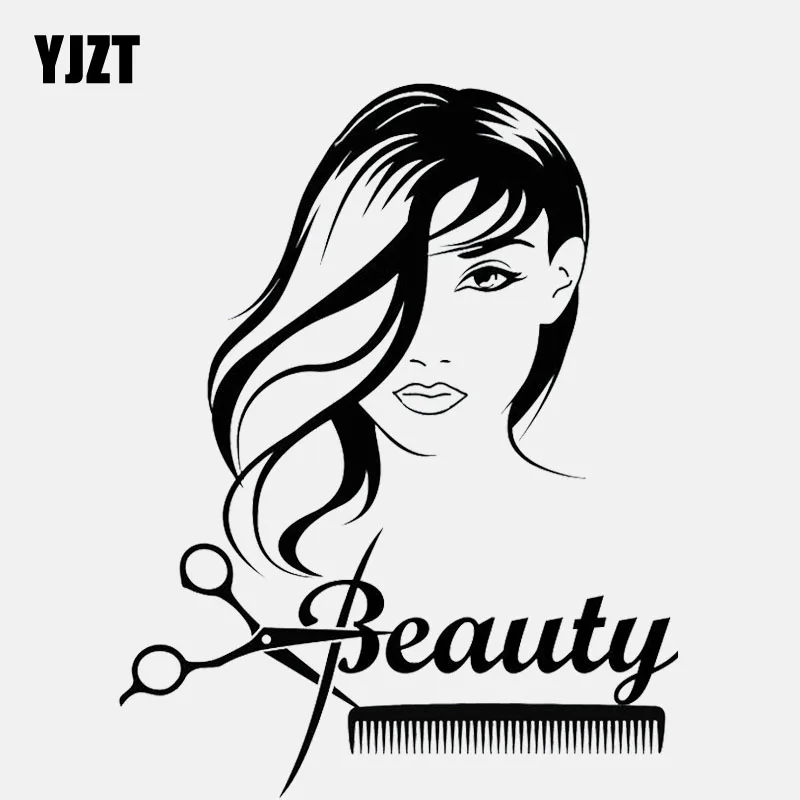 YJZT 11.8CM*14.9CM Car Sticker Fashion Beauty Salon Hair  Hairdressing Vinyl Decal C22-0073