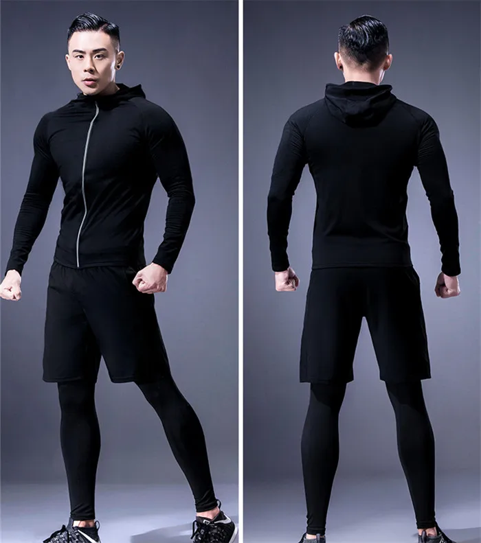 Running Sets Men\'s Compression Sports Suit Gym Fitness Sportswear Quick Dry Basketball Tights Outdoor Jogging Training Underwear